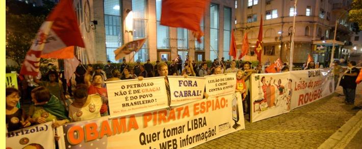 Protesto junto ao consulado dos EUA no Rio de Janeiro.