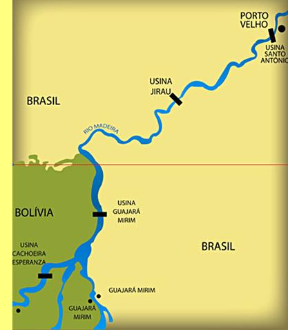 Localiza��o da Central Hidroel�ctrica do Jirau, no Rio Madeira, Rond�nia.