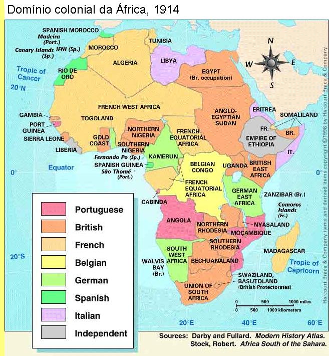 A partilha da África em 1914.