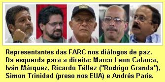 Representantes das FARC nas negociações de paz.