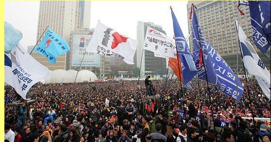 Protestos anti-G20 em Seul.