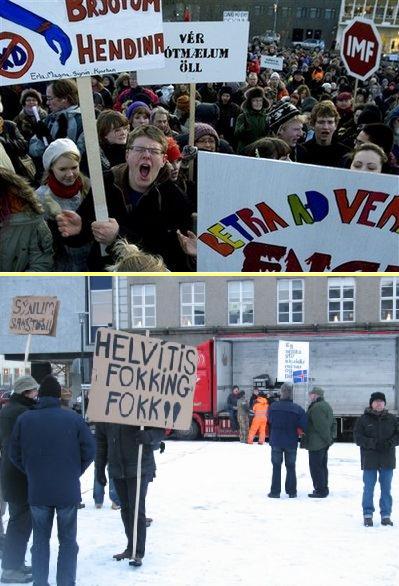 Protestos na Islândia.