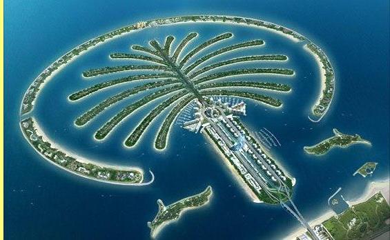 A urbanizao de luxo no mar do Dubai.