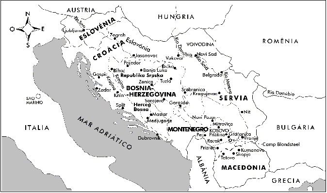 Mapa Jugoslávia.