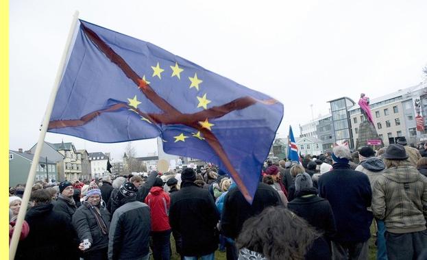 Manifestao contra a UE na capital islandesa.
