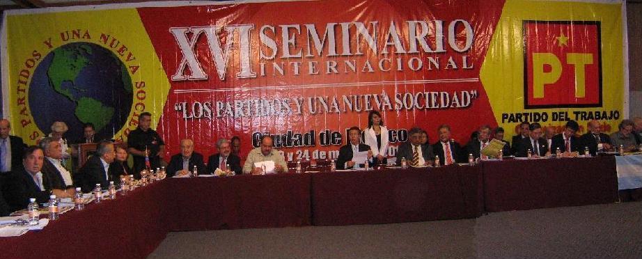 Sala de sesses do XVI Seminrio Internacional do PT do Mxico.