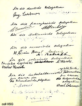 Assinaturas no Manifesto de Zimmerwald.