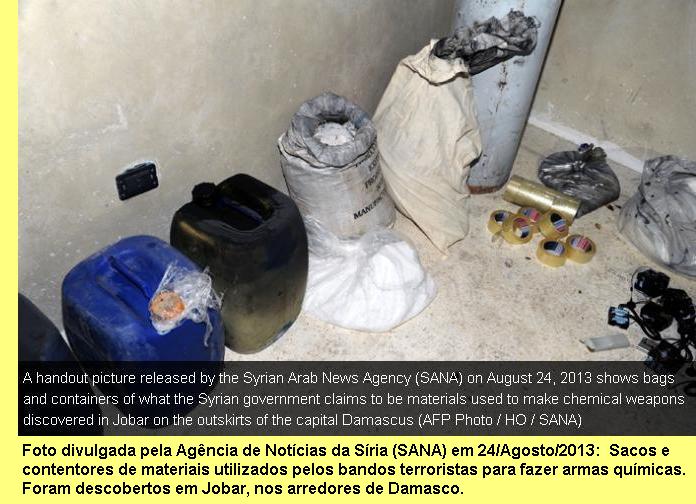 Materiais capturados pelo Exército Sírio aos bandos terroristas.