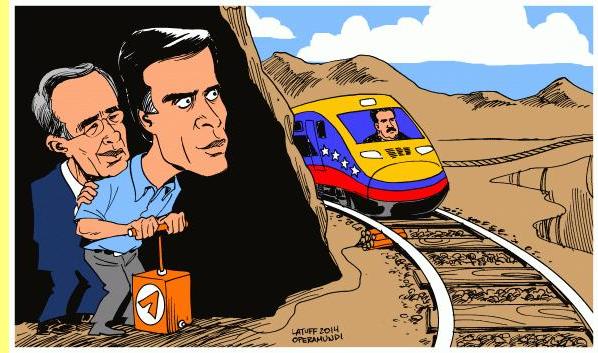 Os terroristas Álvaro Uribe & Leopoldo Lopez, cartoon de Latuff.