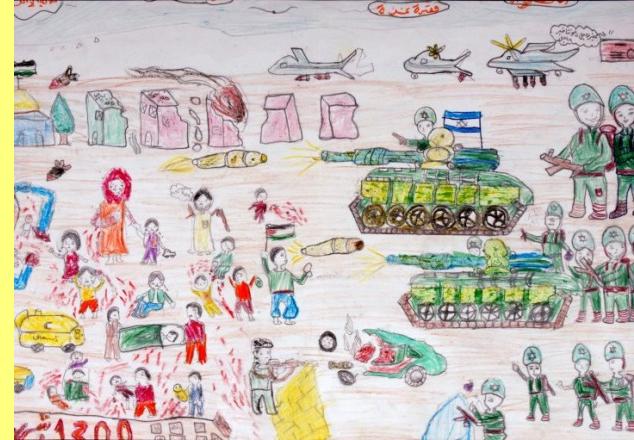 Desenho de uma criança de Gaza.