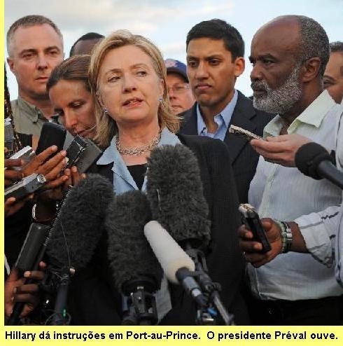 Hillary Clinton e o presidente Prval.