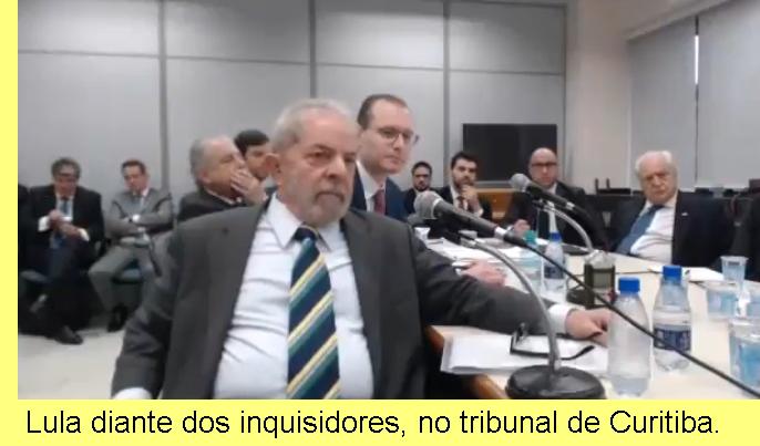 Lula no tribunal de Curitiba diante do inquisidor-mor, Srgio Moro.