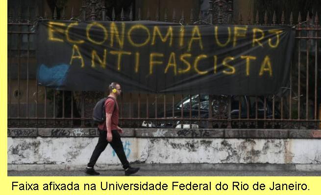Cartaz na UFRJ.
