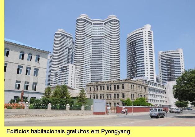 Edifícios de habitação em Pyongyang.