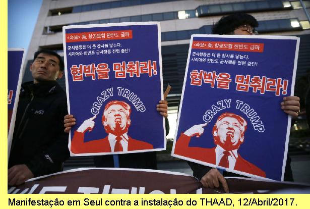 Manifestação anti-Trump em Seul, 12/Abril/2017.
