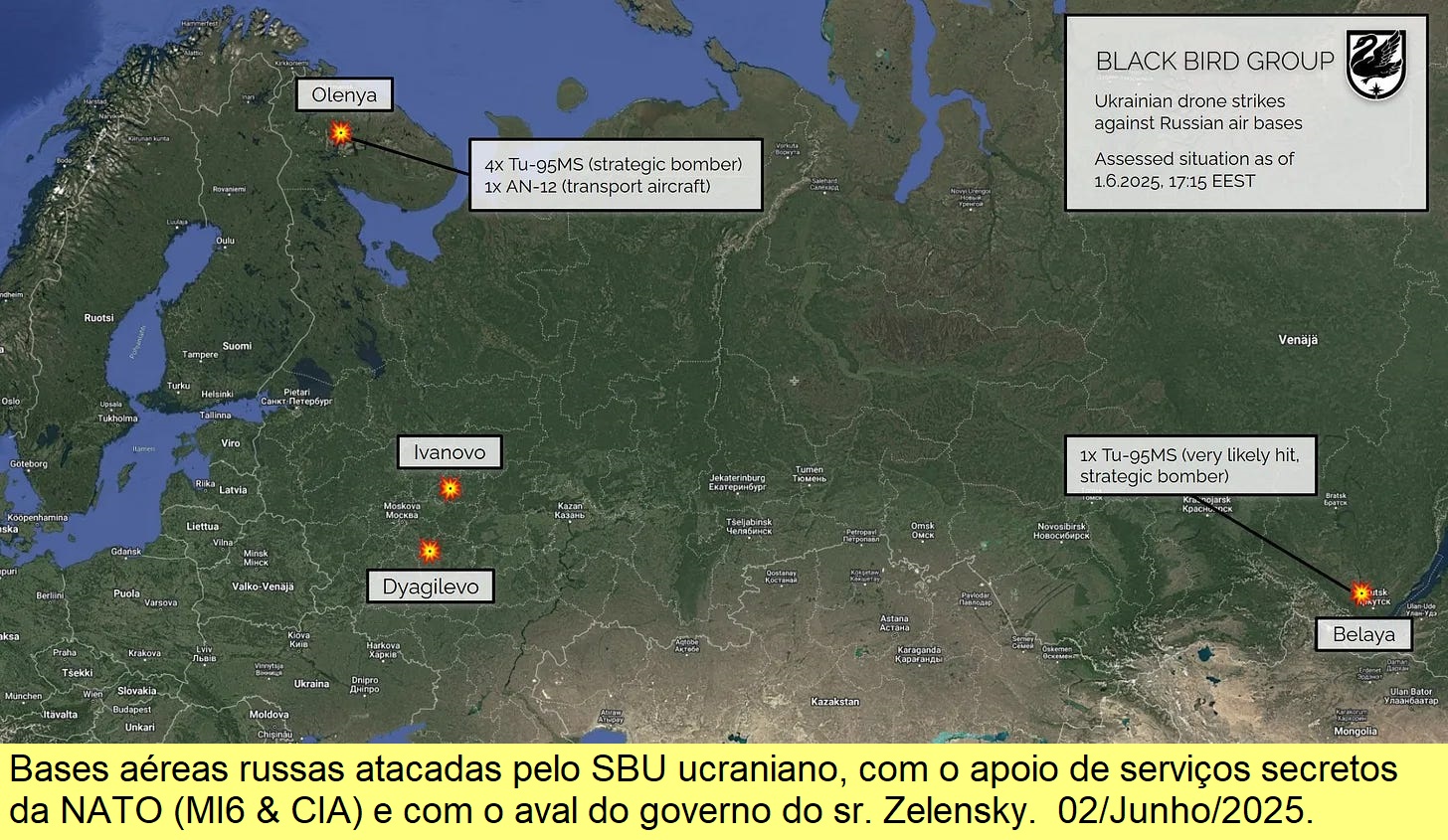 Bases aéreas russas atacadas, 02/Junho/25.