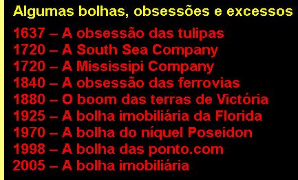 Algumas bolhas hist�ricas.