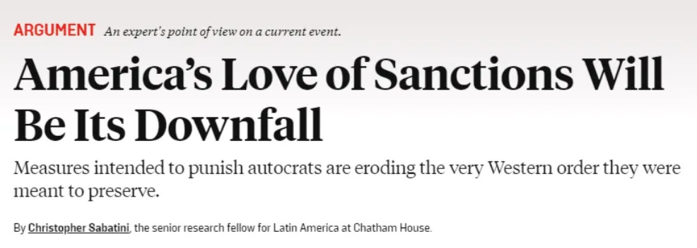 O amor dos EUA por sanções.