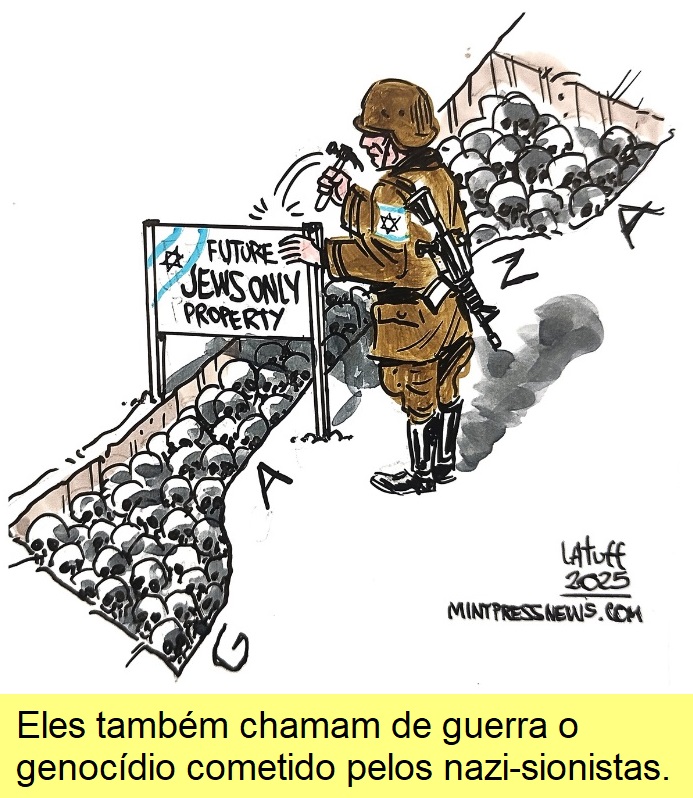 Guerra em Gaza, cartoon de Latuff.