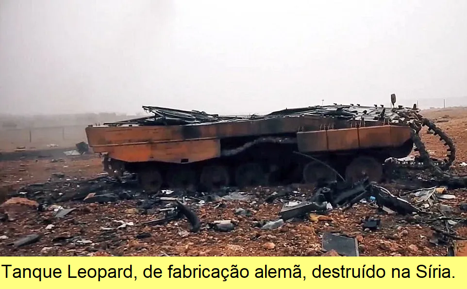 Tanque Leopard destruído na Síria .
