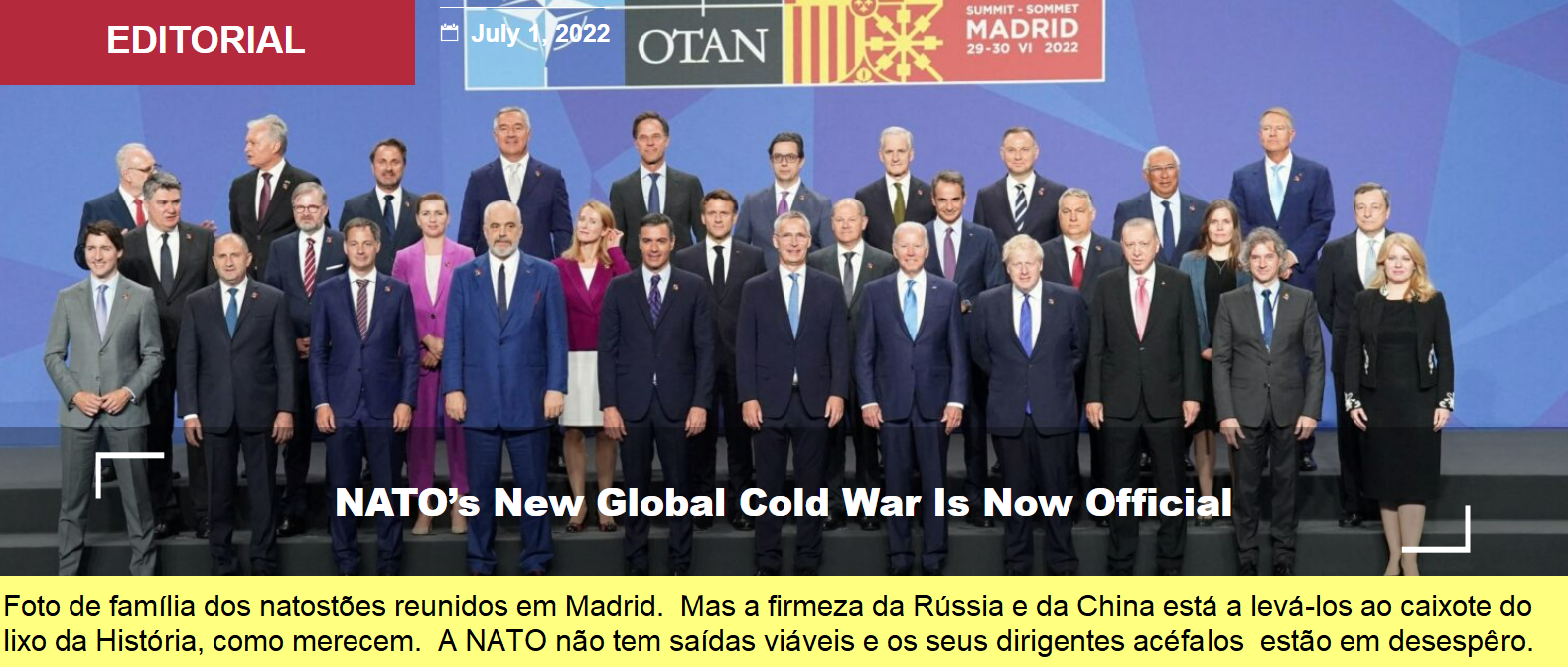 Foto de família na cimeira da NATO em Madrid.