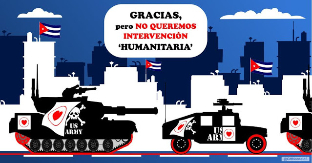 Intervenção humanitária, cartoon.