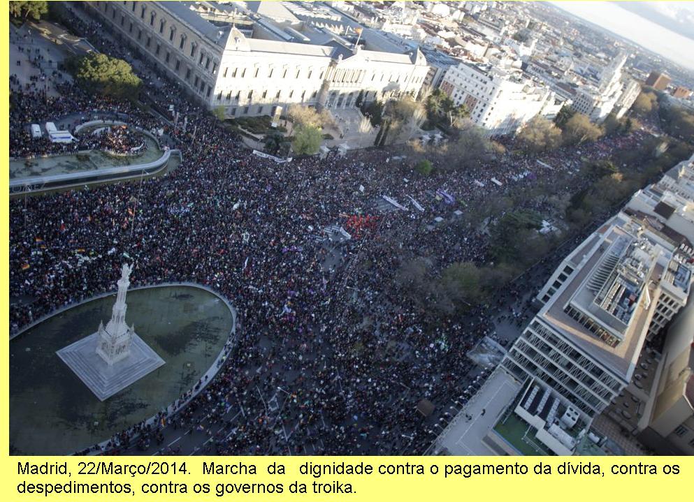 Manifestao em Madrid contra o pagamento da dvida, os despedimentos e os governos da troika 
