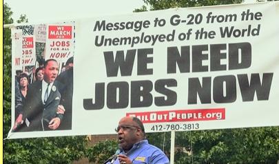 Manifesta��o na cimeira do G20, em Pittsburgh.