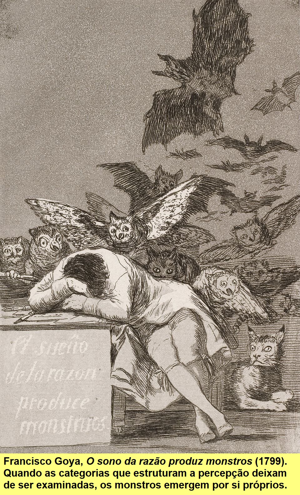 Francisco Goya, <i>O sono da razão produz monstros</i> (1799).