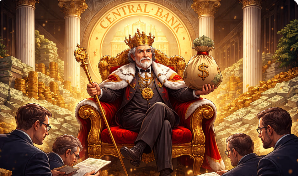 banco central, cartoon.