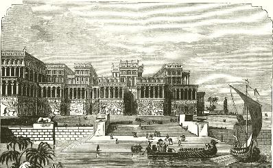 A antiga cidade de N�nive, capital do imp�rio ass�rio (705-612 AC), localizada em frente � moderna cidade de Mosul.