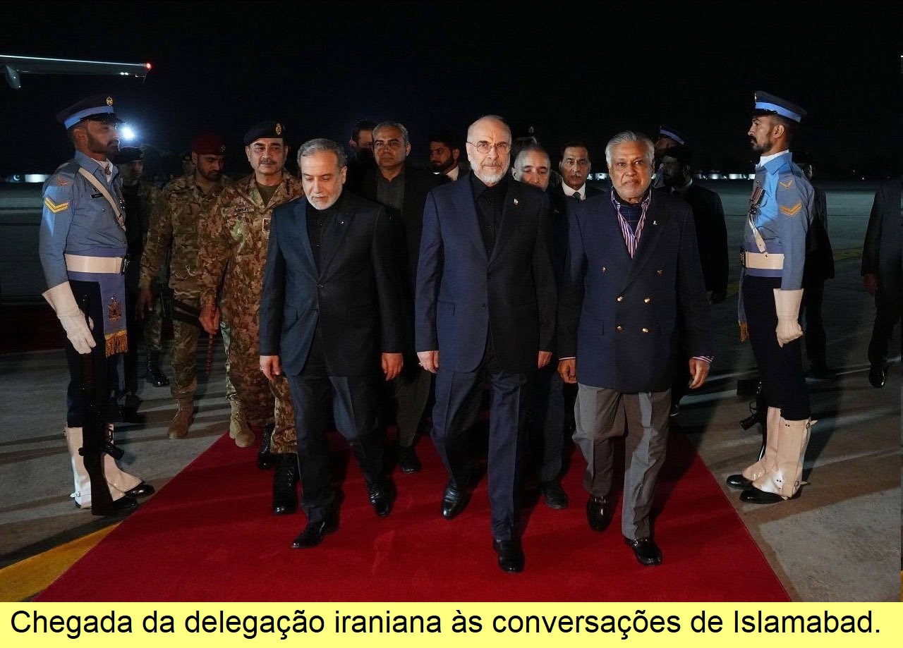 Chegada da delegação iraniana às conversações de Islamabad.