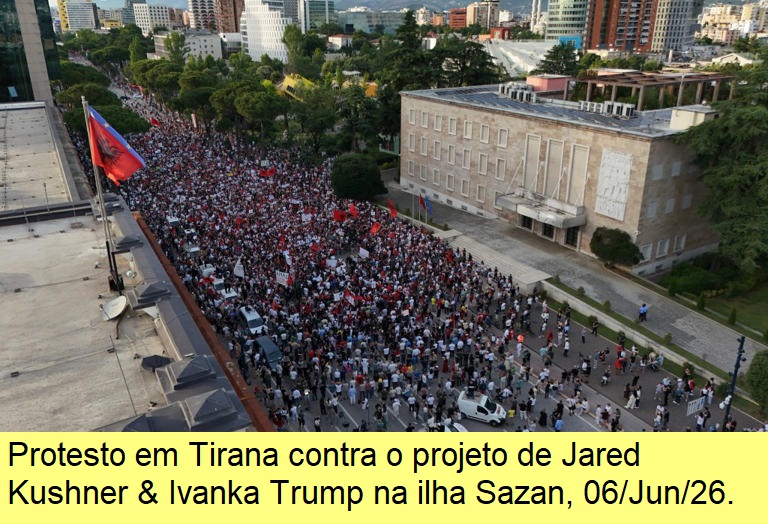 Protesto em Tirana.