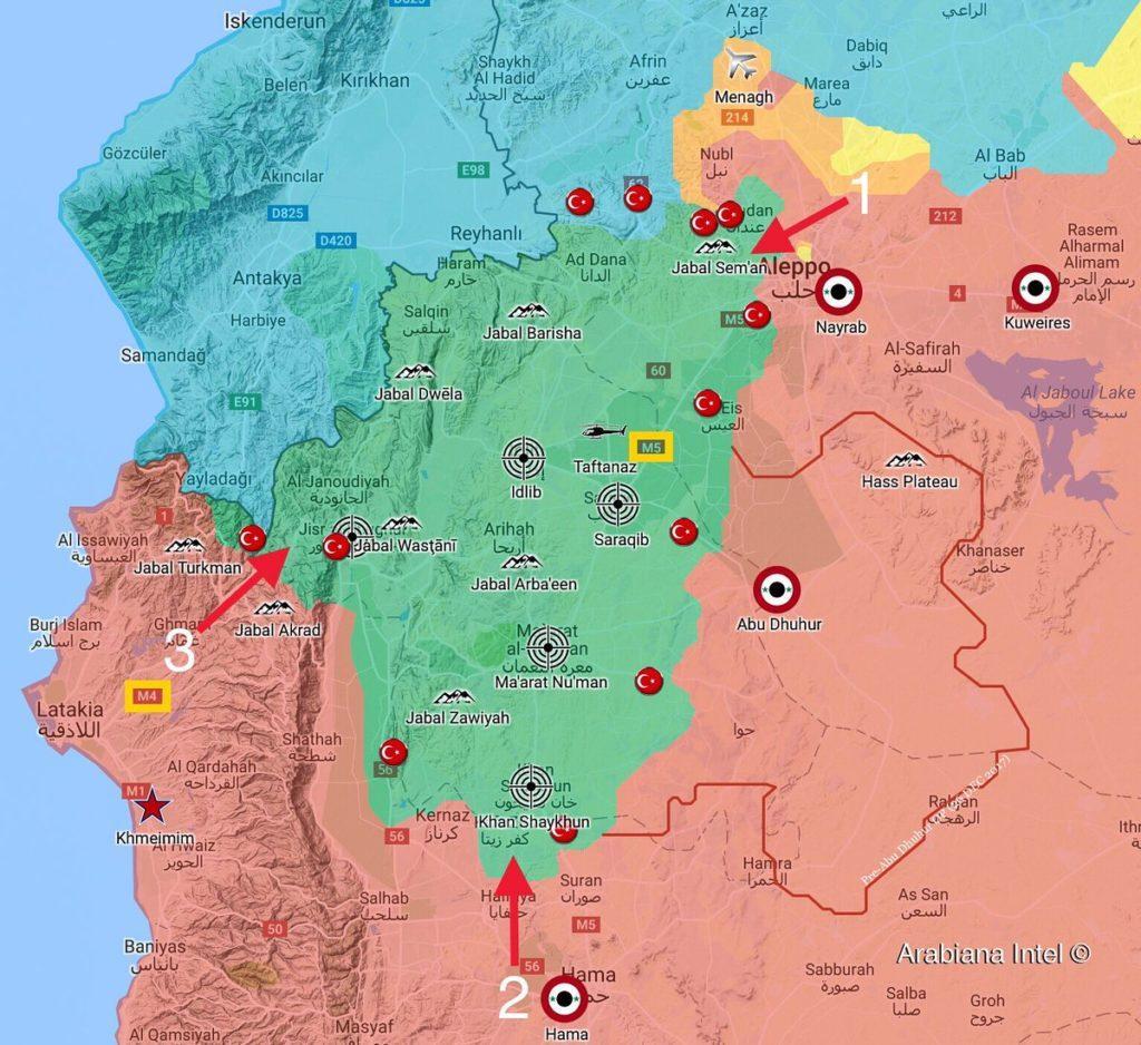 Possível cenário do avanço do Exército Sírio em Idlib