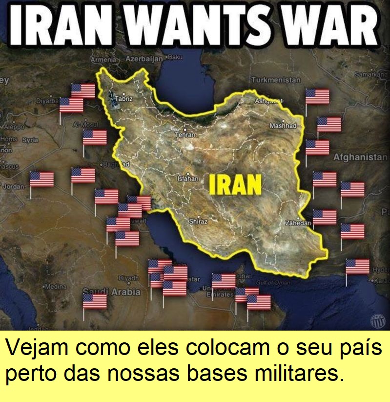 Bases militares dos EUA em torno do Irão.