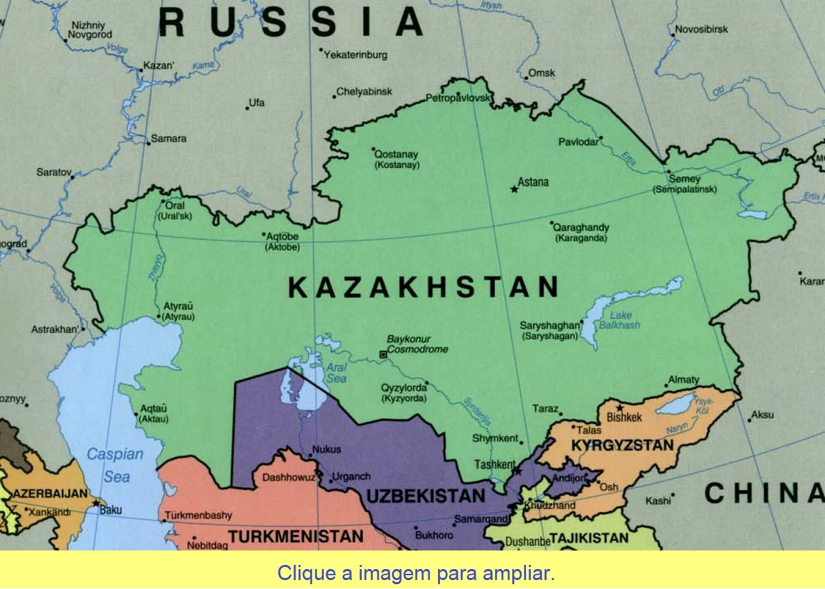 Mapa do Cazaquistão.