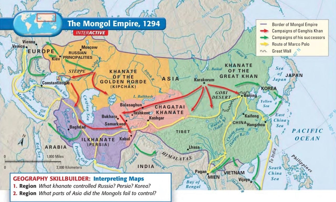 Mapa do Império Mongol.