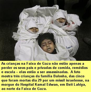 Crianças mortas por míssil israelense.