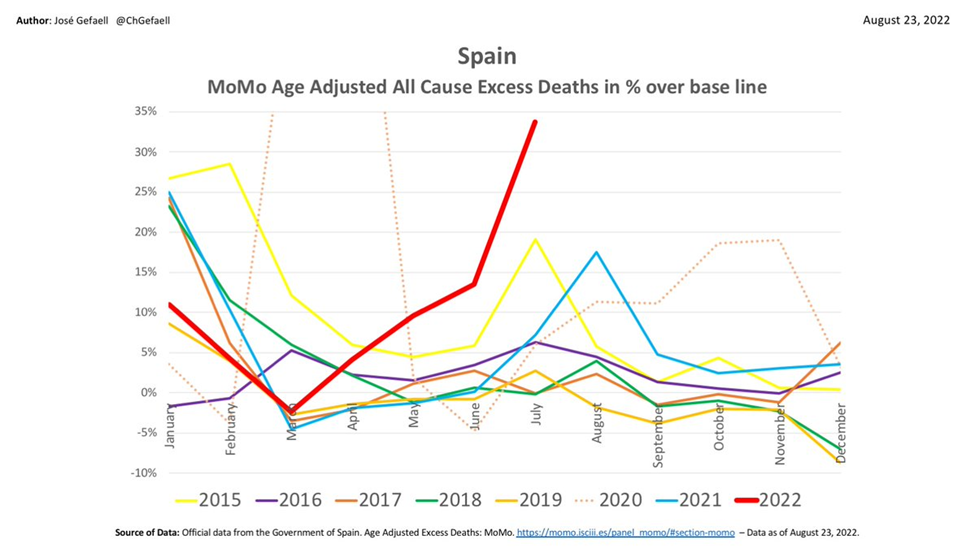 Espanha, causas do excesso de mortes.