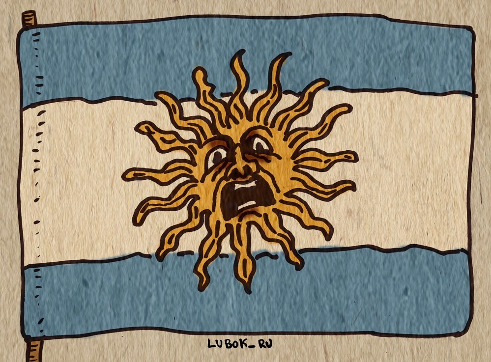 Bandeira argentina, cartoon de Lubok.