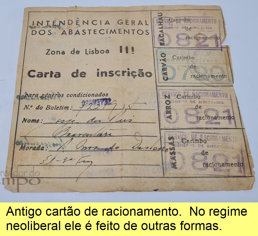 Cartão de racionamento.