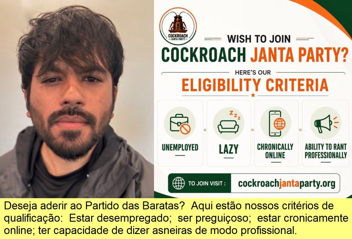 Critérios de adesão ao partido das 'baratas'.