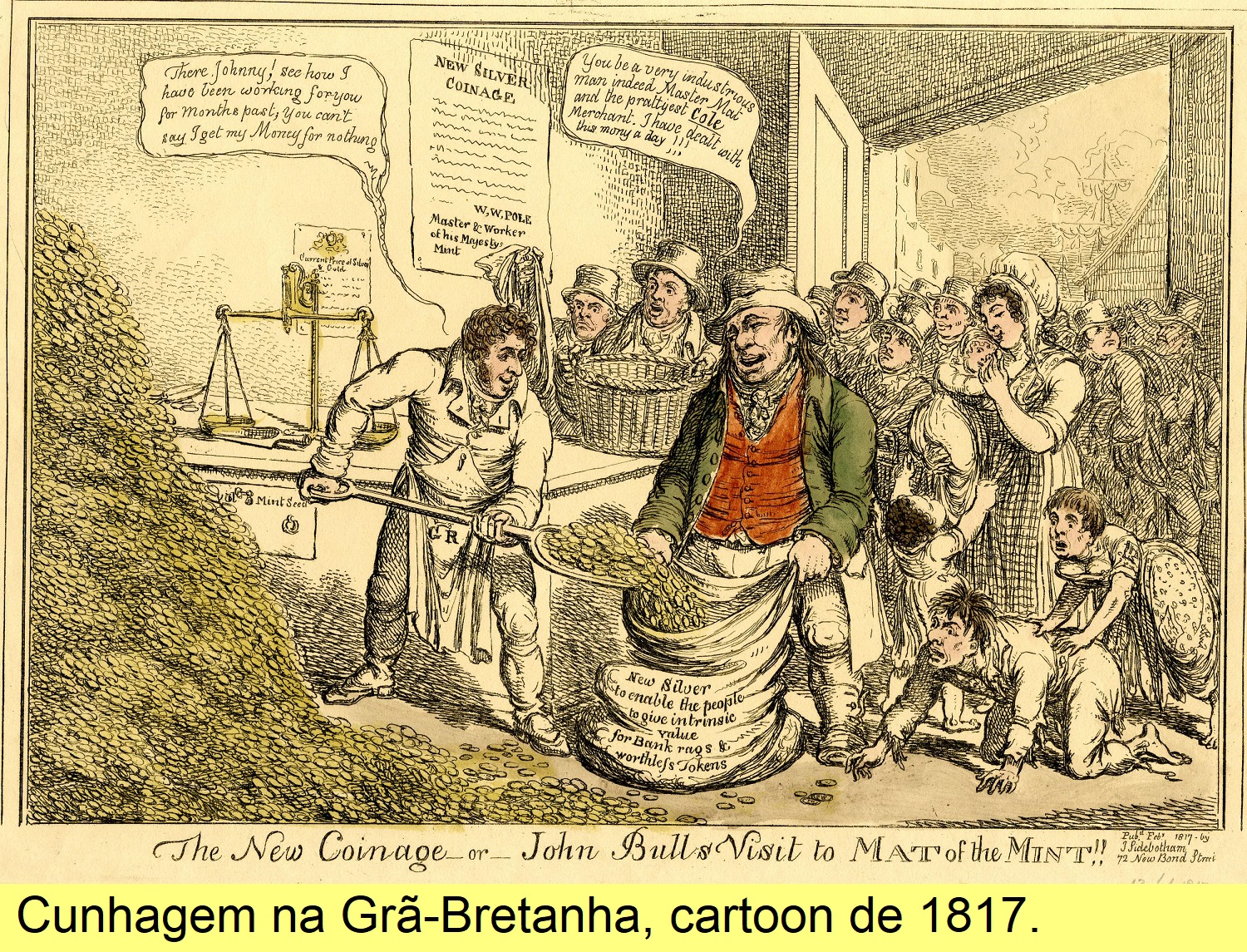 Cunhagem na Grã-Bretanha, cartoon de 1817.