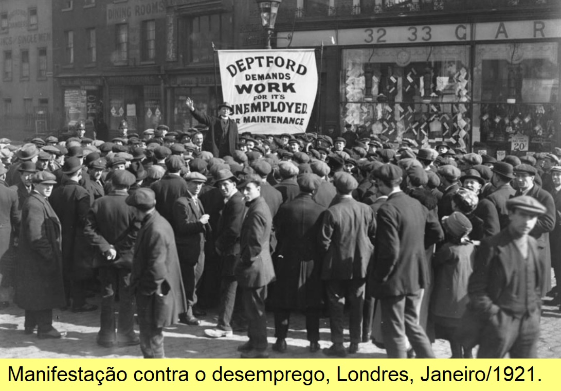 Manifestação contra o desemprego em Londres, 1921.