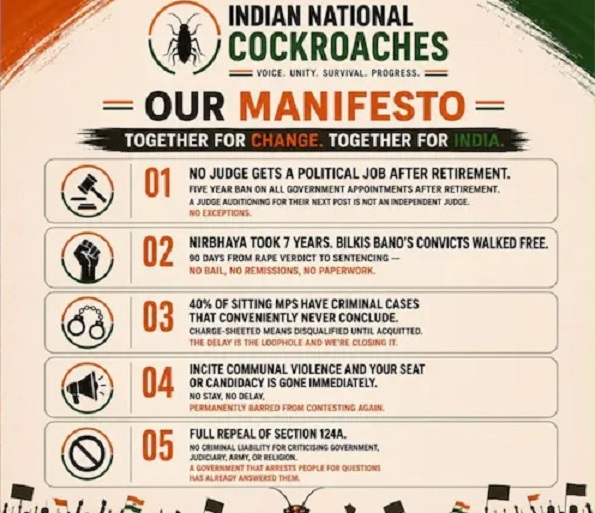 Manifesto do partido das 'baratas'.