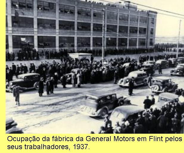 Ocupação da fábrica de Flint, da General Motors, 1937.