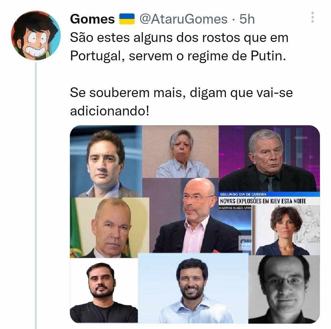 Os rostos putinistas, segundo JG.