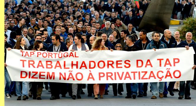 Manifesta��o de trabalhadores da TAP.