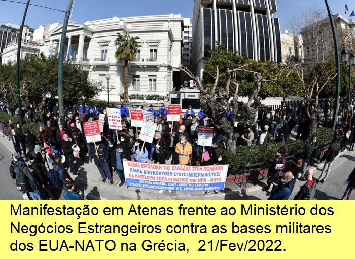 Manifestação em Atenas frente ao Ministério dos Negócios Estrangeiros, 21/Fev/22.