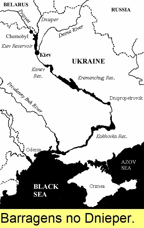 Barragens no Dnieper.